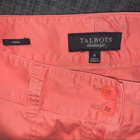 Talbots Pants Women’s Size 6 US Coral Pink Cotton Cropped Cargo Adjustable - Picture 7 of 7